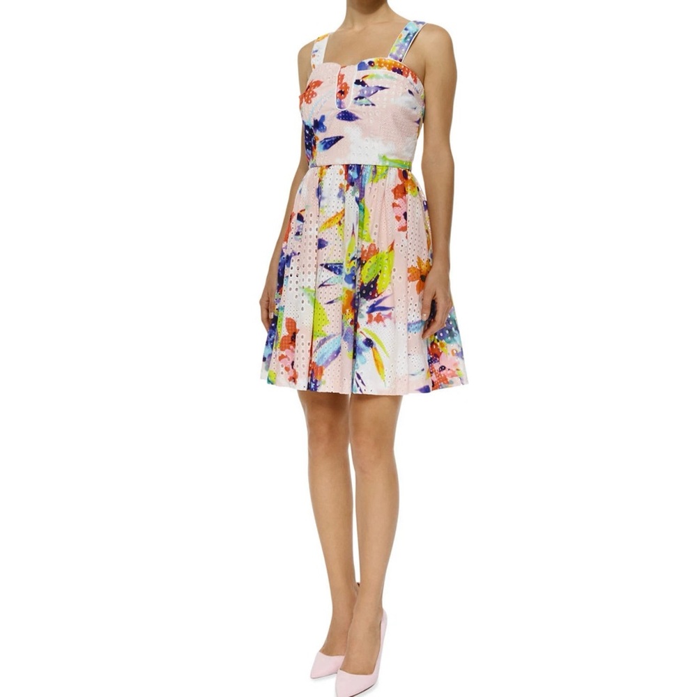 Trina Turk | Watercolor Eyelet Fit & Flare Dress | Size 10 | Excellent Condition